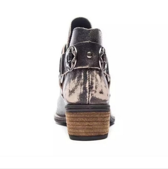 Austin Chinese Laundry Distressed Black Gray Ankle Boots Booties 9 10 - Picture 3 of 4